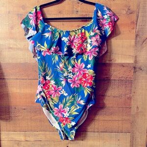 💖 Host Pick💖Kona Sol floral ruffle one piece swimsuit